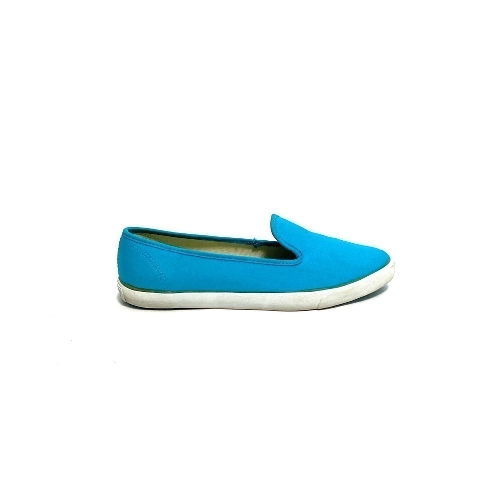 Vintage 1980s turquoise blue canvas slip on sneakers